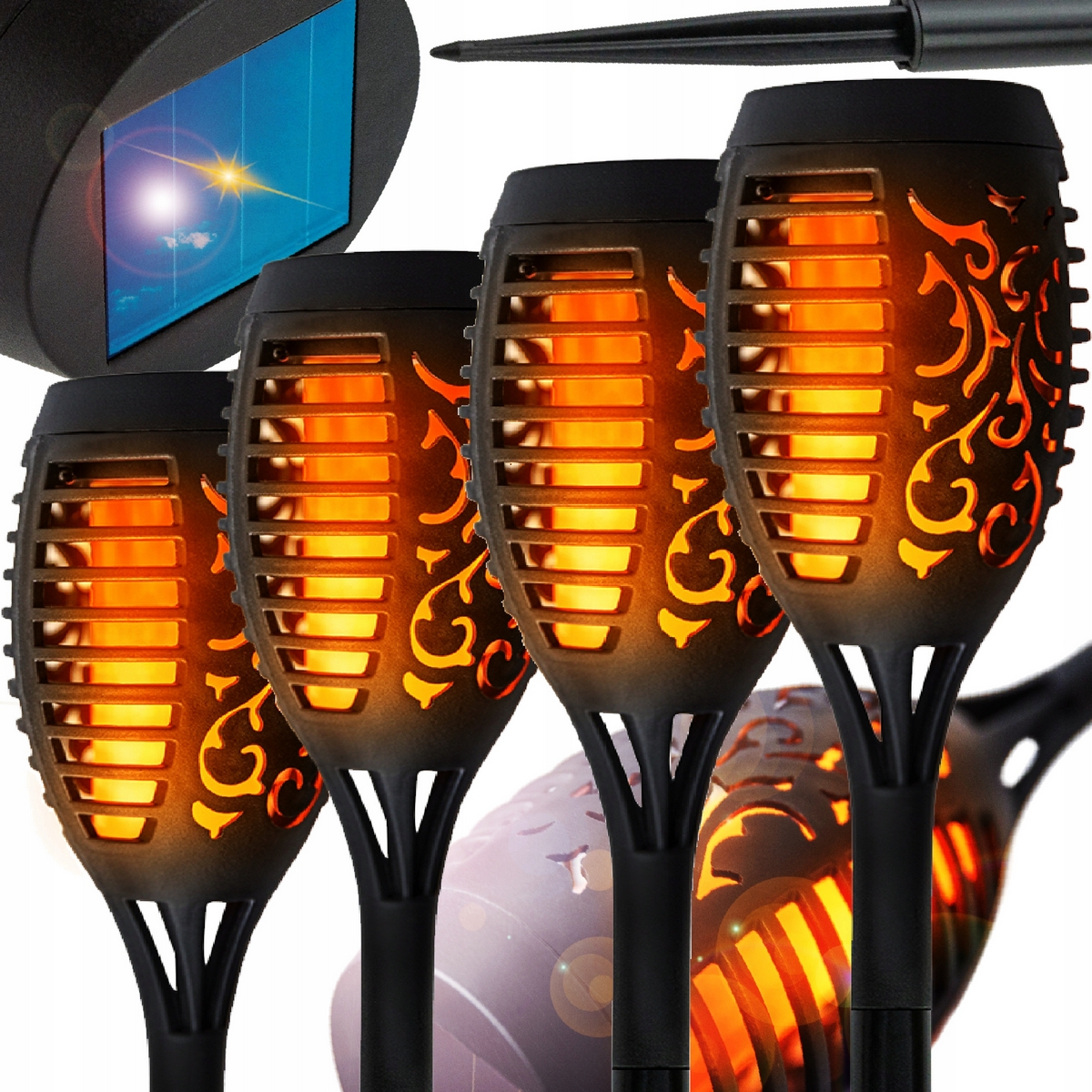 Solárna lampa Briix, čierna, 51 cm, 4 ks.
